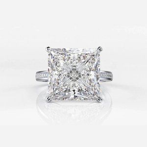 *NEW💎925 Sterling Silver Diamond Halo Square Ring